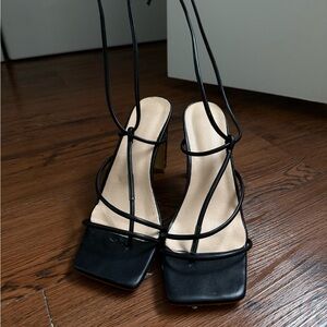 BOOHOO Black Lace Up Heels